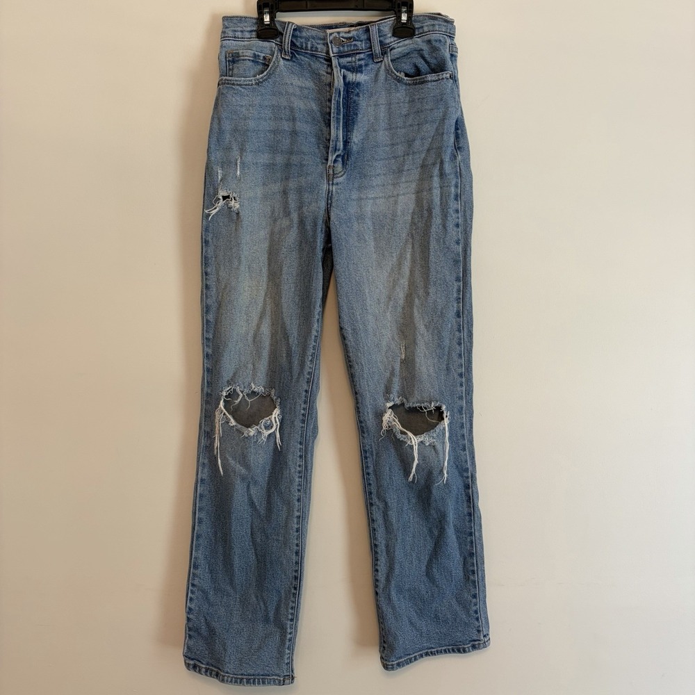 Cello Blue Denim Jeans Straight Sz 9 Button Fly Capsule Distressed Hipster